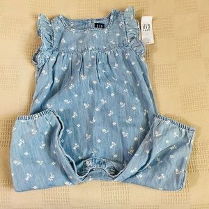 New BabyGap floral denim one piece